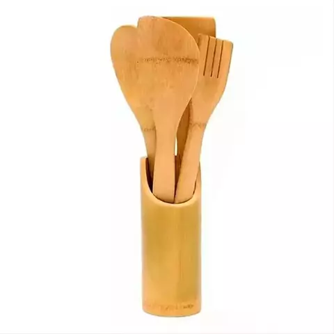 Conjunto de Utensílios de Bambu