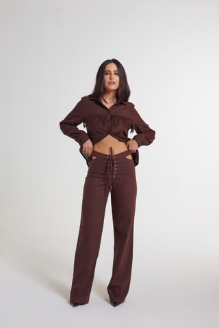 Calça de linho Espresso brown 1