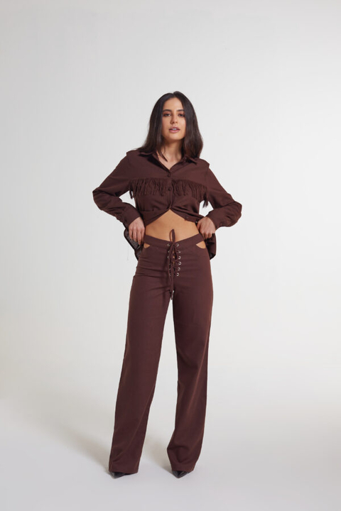 Calça de linho Espresso brown