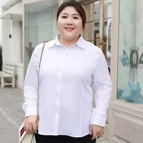 Camisa Social Feminina Plus Size Branca Clássica – Elegância, Conforto e Caimento Perfeito para Todas as Ocasiões