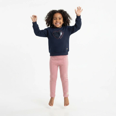 Conjunto Infantil Menina Moletom com Coração Bordado e Calça Montaria | Conforto e Estilo