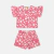 Conjunto Infantil Menina Floral Rosa Algodão Blusa Manga Babado e Short Estampado - loja online
