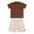 Conjunto Infantil Menino Marrom com Shorts Listrado Camiseta Manga Curta com Bolso - loja online