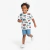 Camiseta Infantil Veículos e Helicópteros Branca 100% Algodão Estampa Divertida Manga Curta