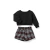Conjunto Infantil Menina Blusa Matelassê Preta e Shorts Xadrez com Cinto | Conforto e Estilo na internet