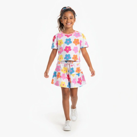 Conjunto Infantil Menina Fofura Arco-Íris e Corações | Blusa e Short