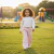 Conjunto Infantil Menina Blusa Cropped Bege e Calça Flare Rosa | Poliéster e Elastano - comprar online