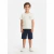Conjunto Infantil Menino Folhagem Minimalista Off White Algodão Camiseta Manga Curta e Bermuda Marinho