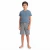 Conjunto Infantil Menino Cinza com Shorts Listrado Camiseta Manga Curta com Bolso - comprar online