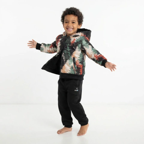 Conjunto Infantil Menino Estampada com Capuz de pelo e ziper | Conforto e Elegância