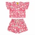 Conjunto Infantil Menina Floral Rosa Algodão Blusa Manga Babado e Short Estampado - loja online