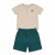 Conjunto Infantil Menino Quer Voar Bege Algodão Camiseta Henley Manga Curta e Bermuda Azul Petróleo - loja online