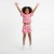 Conjunto Infantil Menina Floral Rosa Algodão Blusa Manga Babado e Short Estampado