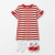 Vestido Infantil Menina Listrado Vermelho e Branco | Ribana com Laço nas Mangas - loja online