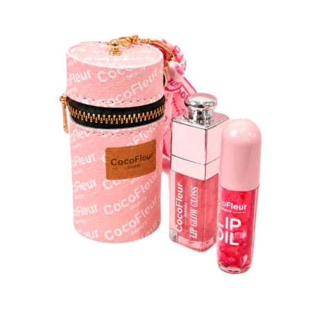 Lip Oil + Gloss com porta batom & Lenço chaveiro
