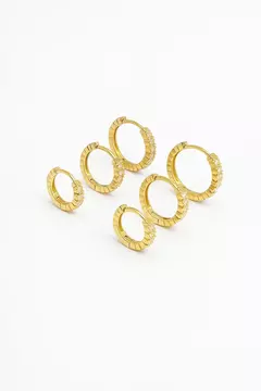 ARGOLA TRIO SEMIJOIA QUADRADO CRAVEJADO