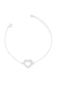 PULSEIRA PRATA 925 CORAÇÃO CRAVEJADO