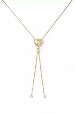 COLAR SEMIJOIA GRAVATINHA CORAÇÃO CRAVEJADO