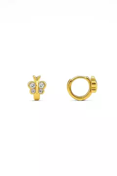 ARGOLA SEMIJOIA BORBOLETA COM DETALHE CRAVEJADO