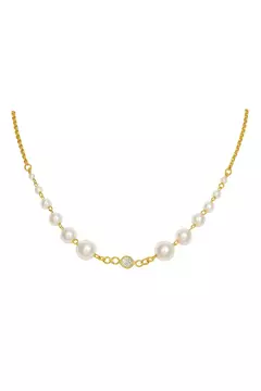 CHOCKER SEMIJOIA PÉROLA COM DETALHE EM PONTO DE LUZ