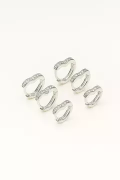 ARGOLA TRIO PRATA 925 CORAÇÃO VAZADO COM DETALHE CRAVEJADO