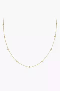 COLAR SEMIJOIA LONGO COM DETALHES PEDRAS PONTO LUZ