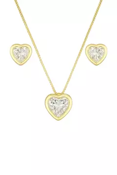 CONJUNTO SEMIJOIA CORAÇÃO PONTO DE LUZ