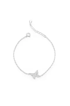 PULSEIRA PRATA 925 BORBOLETA CRAVEJADO