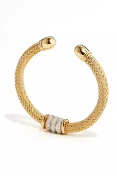 BRACELETE SEMIJOIA TRANÇADO COM DETALHE CRAVEJADO