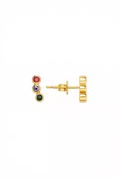 BRINCO SEMIJOIA TRÊS PEDRINHAS COLORIDAS