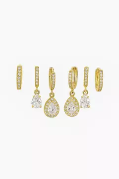 BRINCO TRIO SEMIJOIA GOTA CRAVEJADA