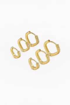 ARGOLA TRIO SEMIJOIA QUADRADO CRAVEJADO