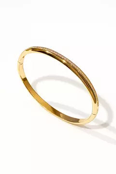 BRACELETE SEMIJOIA OVAL COM DETALHE CRAVEJADO