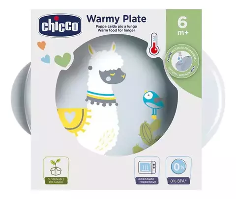 Plato Térmico Chicco Warmy Plate Bebes 6m+ Llama GRIS - comprar online