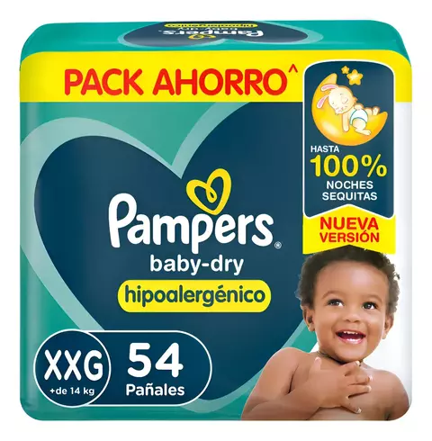 Pañales Pampers Baby-Dry Pack Ahorro XXG 54u - comprar online