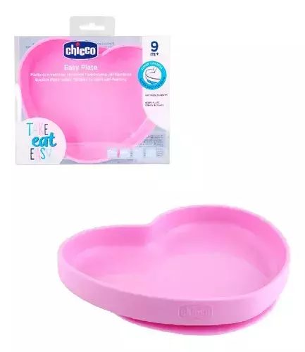 CHICCO PLATO SILICONA CORAZON ROSA 9M+ - comprar online