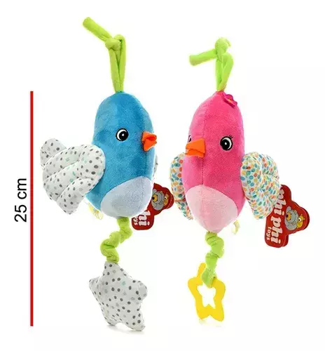 Peluche Cunero Musical Gorrion 25cm AZUL Y ROSA - comprar online