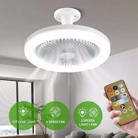 Ventiladores de teto com controle remoto e luz ventilador de lâmpada led e27 co