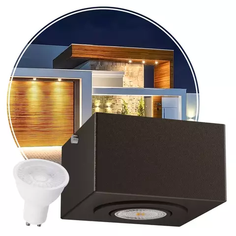 1x Spot Sobrepor Externo Alumínio + LED Gu10 para Teto Beiral MF270