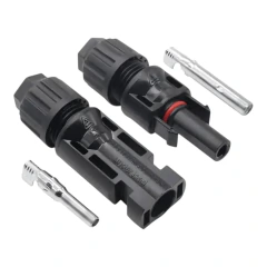 Conector MC4 par macho e fêmea 6mm para sistema fotovoltaico com terminais metálicos