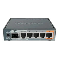Roteador Mikrotik Hex S RB760IGS com cinco portas Ethernet e uma porta SFP, na cor cinza
