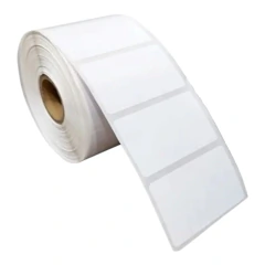 Rolo de etiquetas adesivas térmicas brancas medindo 60 x 30 mm
