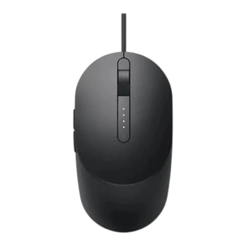 Mouse com fio preto da Dell com conexão USB e ajuste de 3200 DPI, modelo MS3220