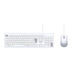 KIT TECLADO MOUSE COM FIO PCYES SOFT CABO 2M PCOSF2W - BRANCO