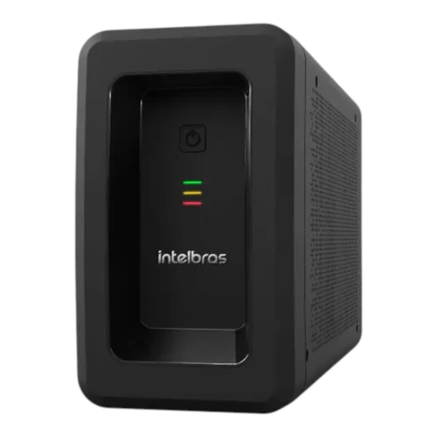 Nobreak Intelbras preto modelo 1200Va com indicadores luminosos e design compacto