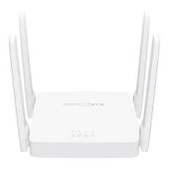 Roteador Mercusys Wi-Fi AC1200 Dual Band branco com quatro antenas externas