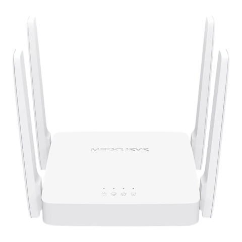 Roteador Mercusys Wi-Fi AC1200 Dual Band branco com quatro antenas externas