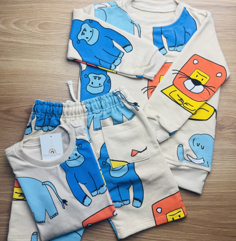 KIT/TRIO Infantil Estampa Zoo | Bermudinhas Kids
