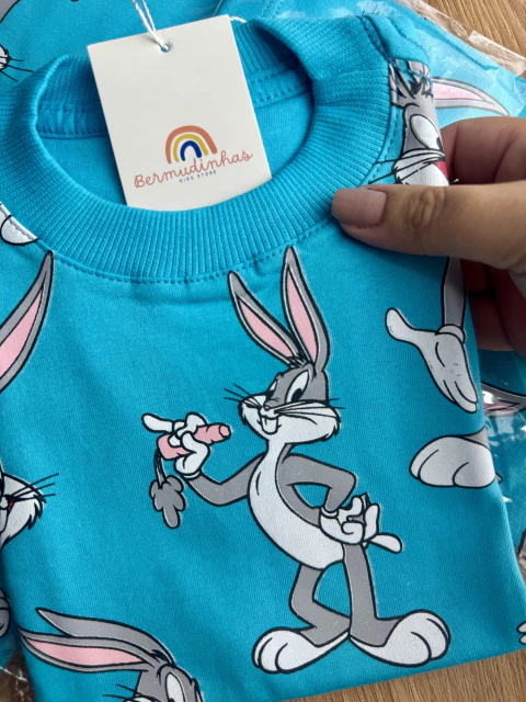 Camiseta Infantil com Estampa Pernalonga - 100% Algodão | Bermudinhas Kids