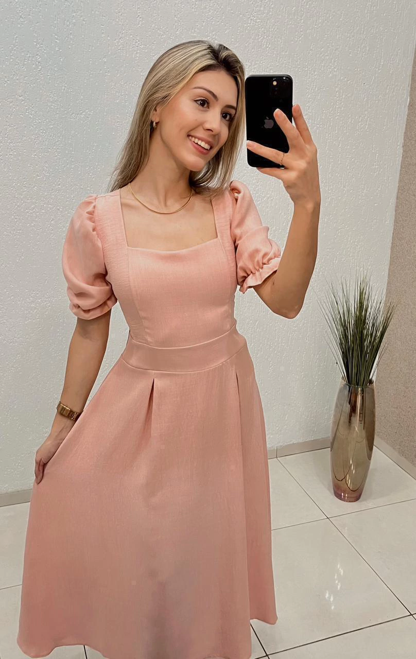 Vestido Midi - Rosa